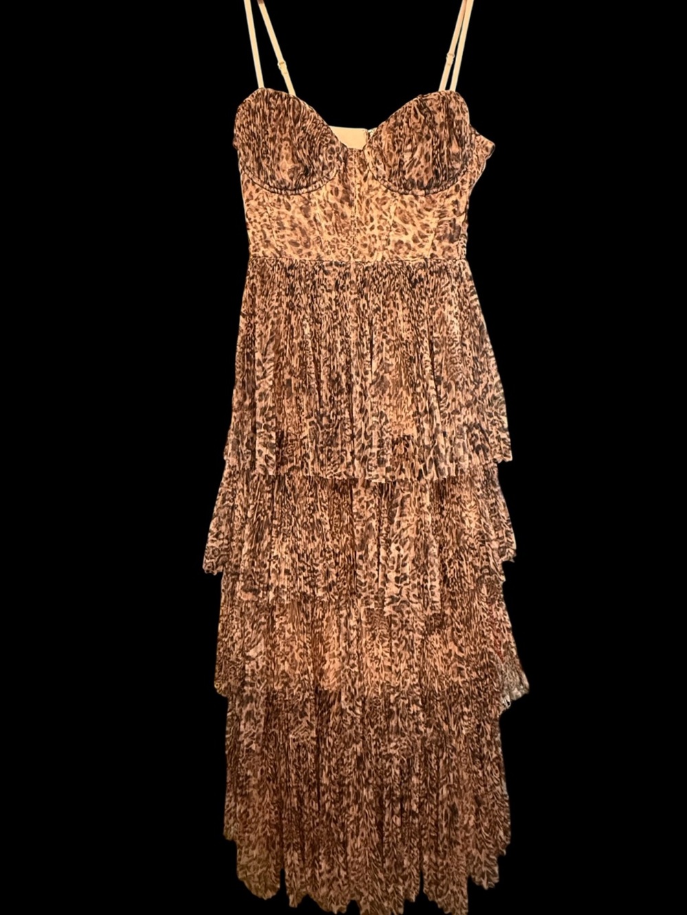 Hutch Zaria Dress Leopard Print Bustier Bodice Tiered Skirt NWT